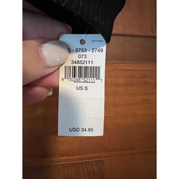 NWT Aerie Women's Ribbed Shimmer Banded Wide Strap Scoop Bikini Top True Black S - Picture 4 of 11